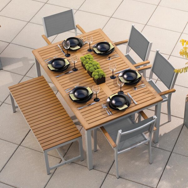 Oxford Garden Travira 63" Rectangle Dining Table – Flint Frame with Tekwood Top