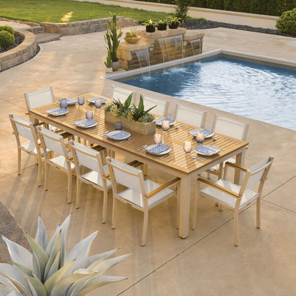 Oxford Garden Travira 103" Rectangular Dining Table – Flint Frame with Tekwood Top
