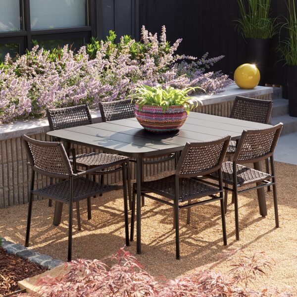 Oxford Garden Eiland Armchair – Carbon, Burnish, or Taupe Frame with Mocha Sling Seat & Back