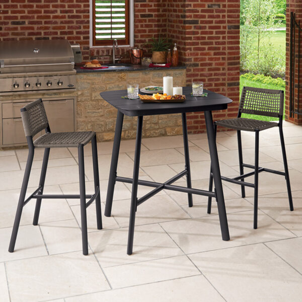 Oxford Garden Eiland Bar & Counter Chair – Carbon or Taupe Frame with Mocha Sling Seat & Back