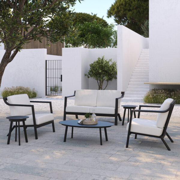 Oxford Garden Markoe Club Chair – Carbon Frame with Bliss Linen Cushions