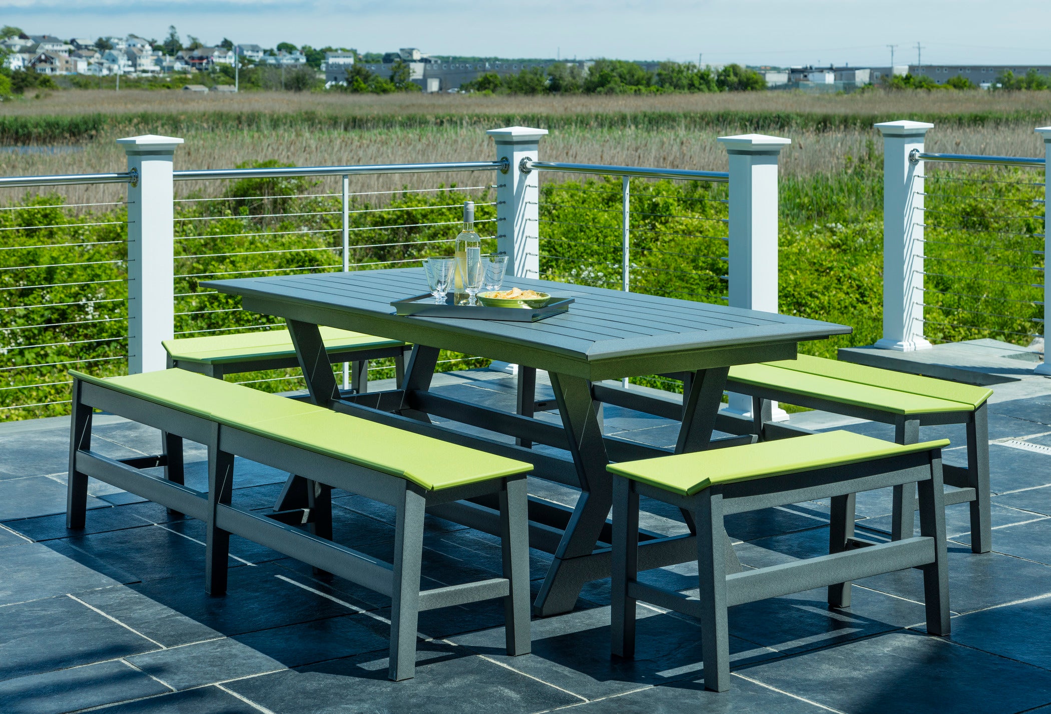 Seaside Casual SYM Dining Bench – Modern Outdoor Seating for Entertaining