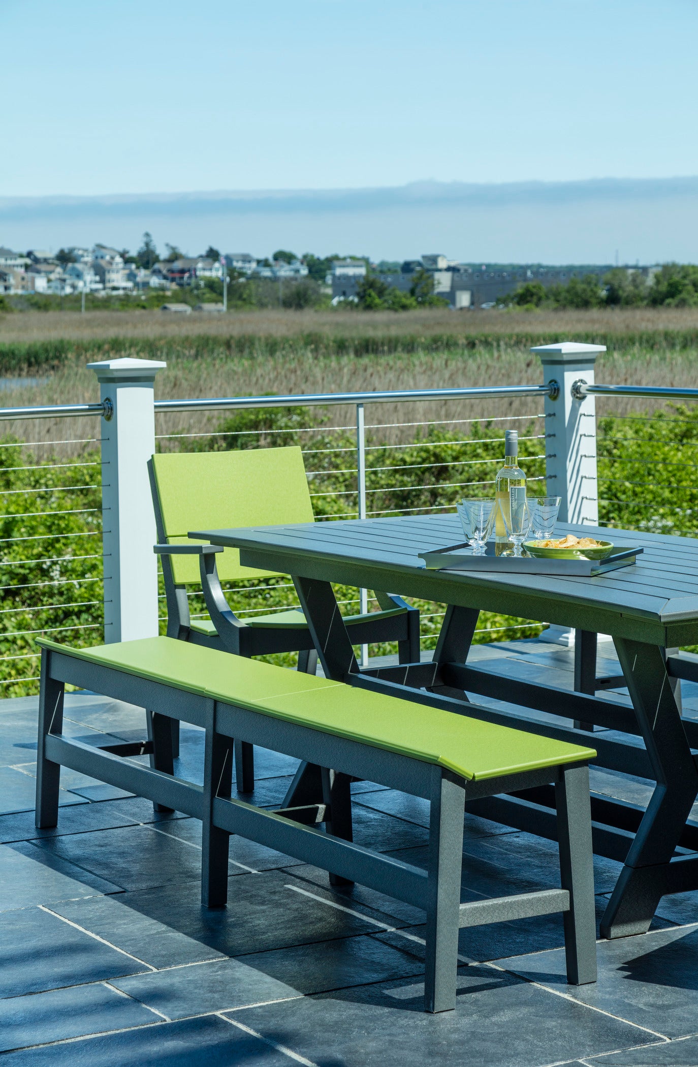 Seaside Casual SYM Dining Bench – Modern Outdoor Seating for Entertaining