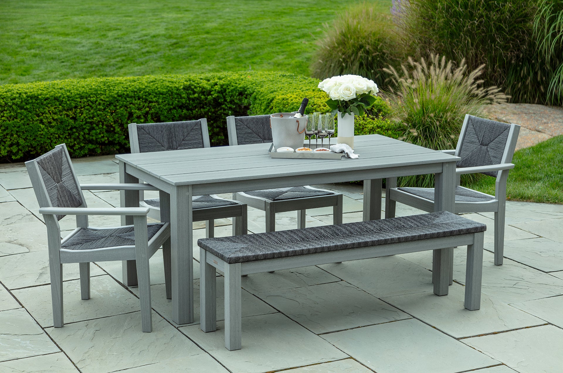 Greenwich 80" Woven Dining Bench | Seaside Casual Outdoor Furniture