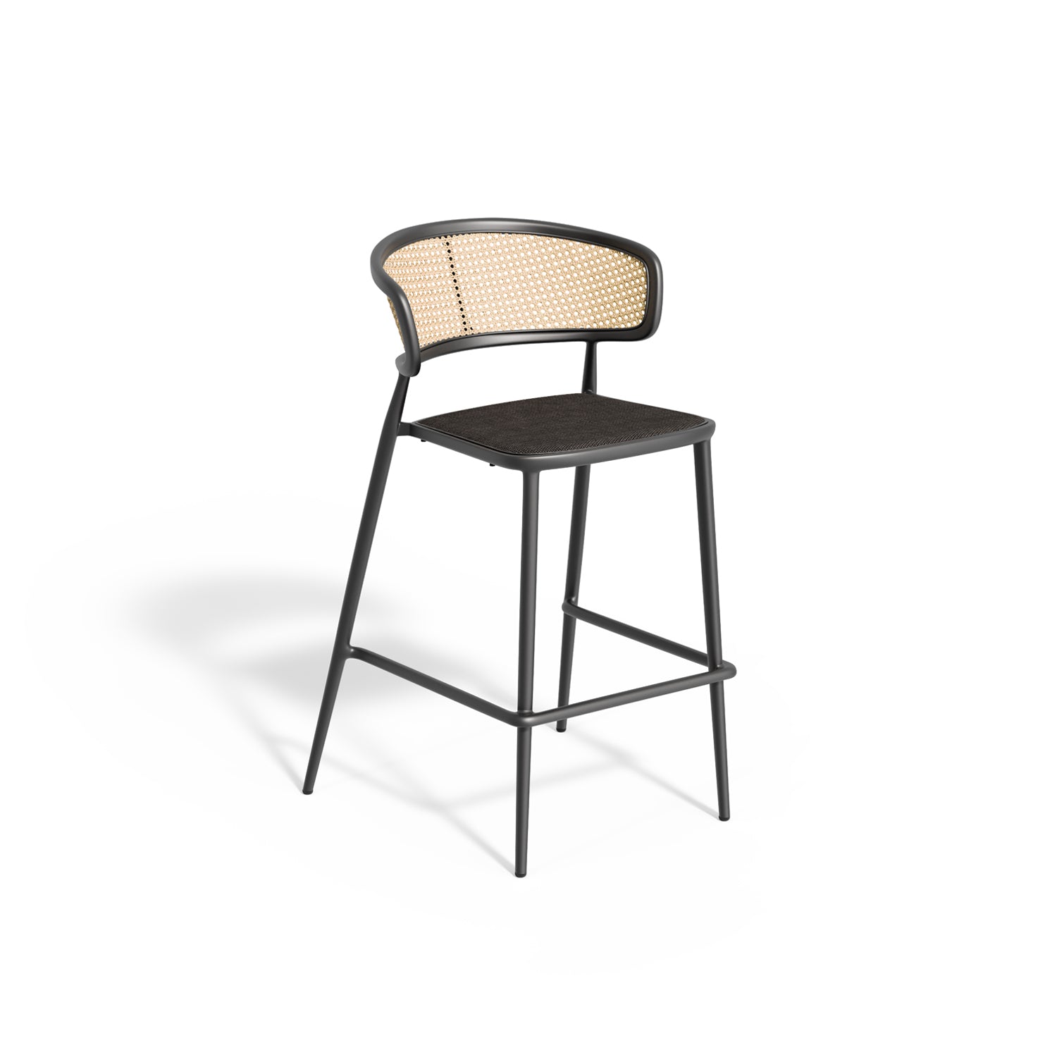 Oxford Garden Mende Bar Chair – Carbon Frame with Ninja Seat & Blonde Cane Weave Back