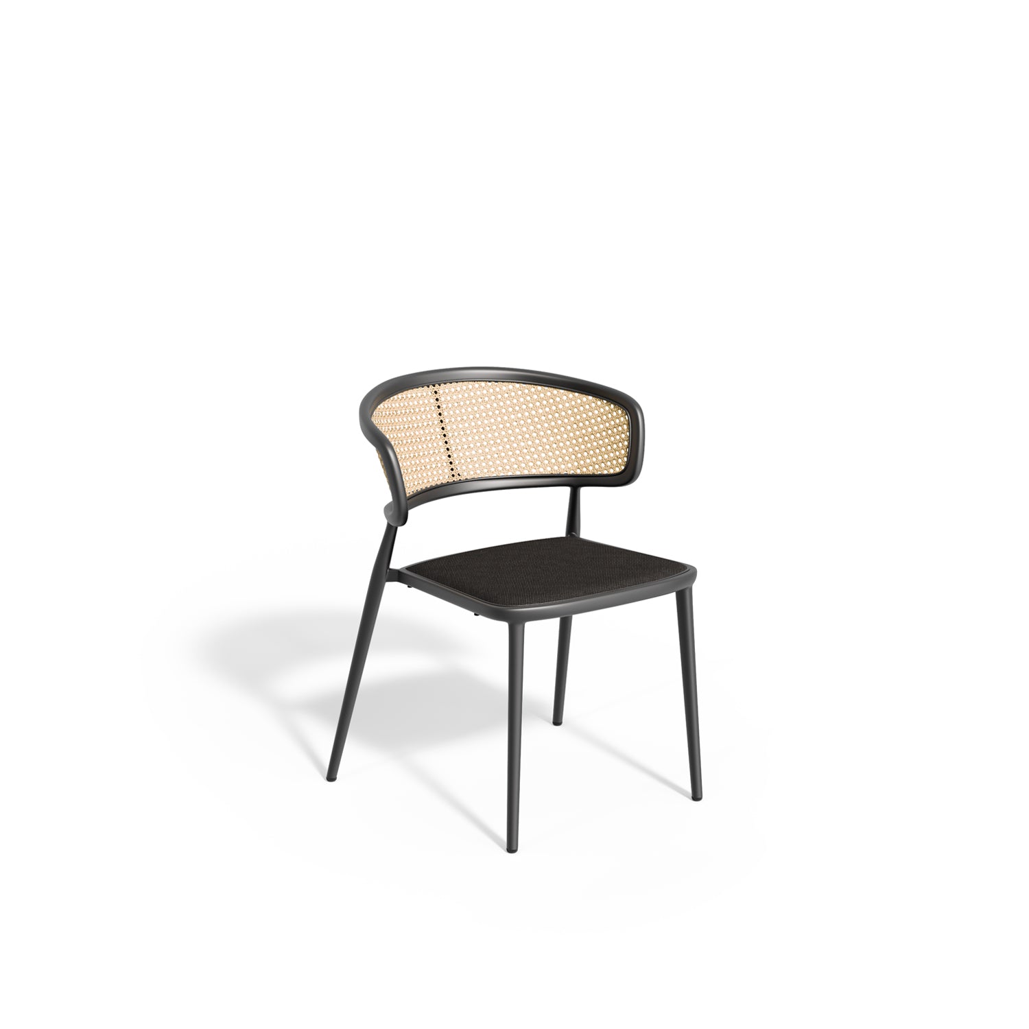 Oxford Garden Mende Dining Chair – Carbon Frame with Ninja Seat & Blonde Cane Weave Back