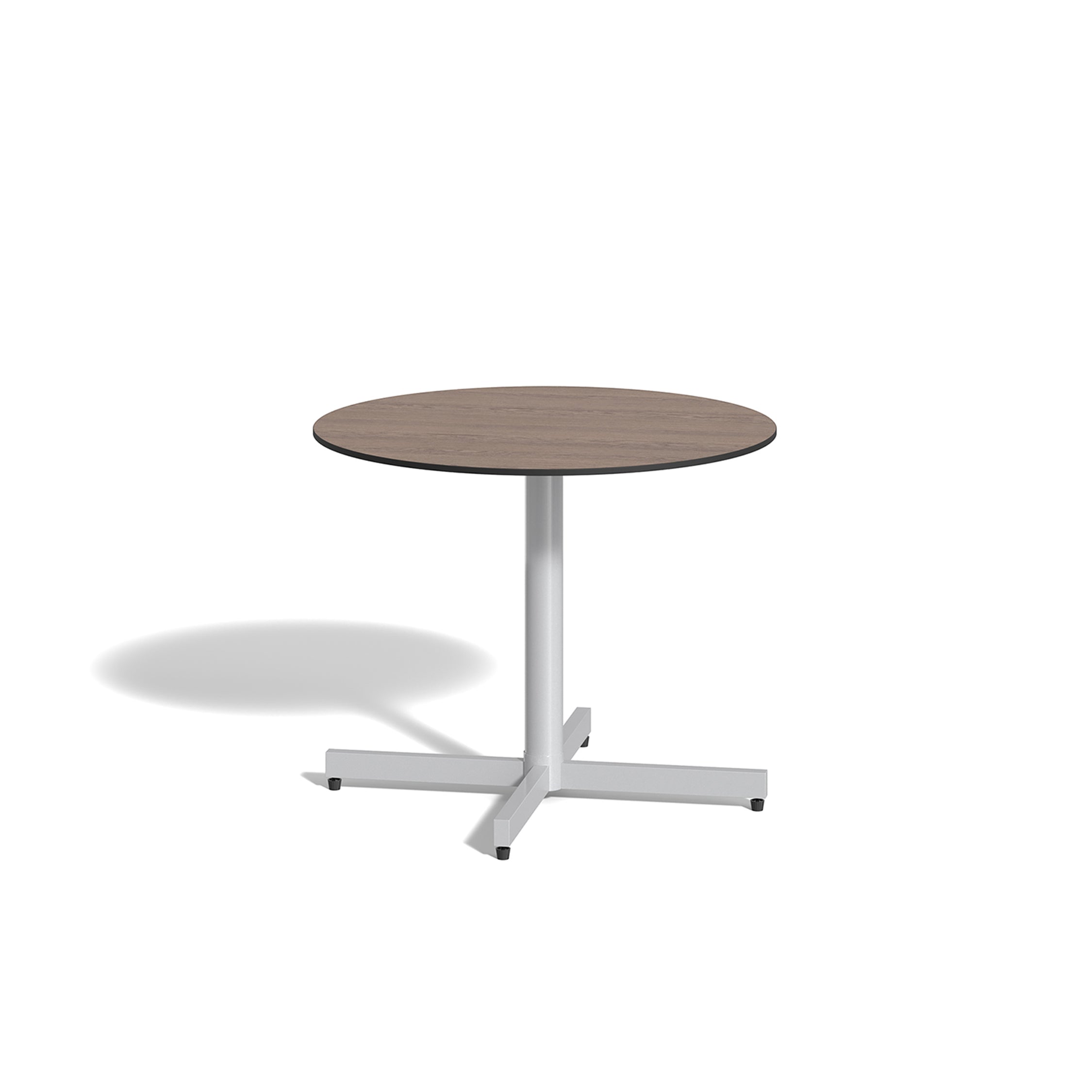 Oxford Garden Mena 36" Round Bistro Table – Flint Frame with Marshland Oak HPL Top