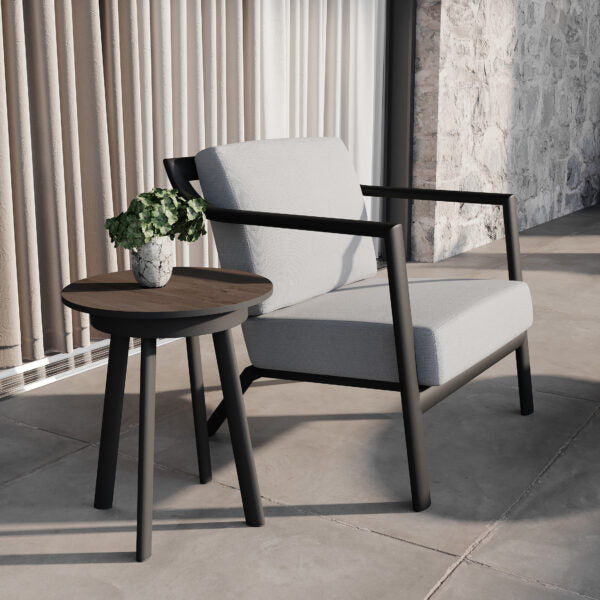 Oxford Garden Markoe Club Chair – Carbon Frame with Bliss Linen Cushions