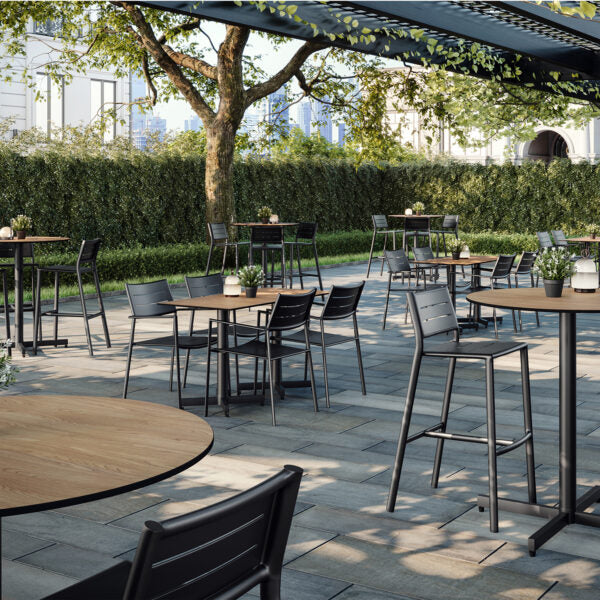 Oxford Garden Mena 36" Square Bistro Table – Carbon Frame with HPL Top