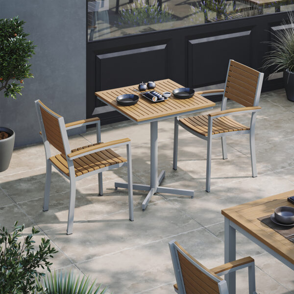 Oxford Garden Mena 36" Square Bistro Table – Carbon Frame with Tekwood Top
