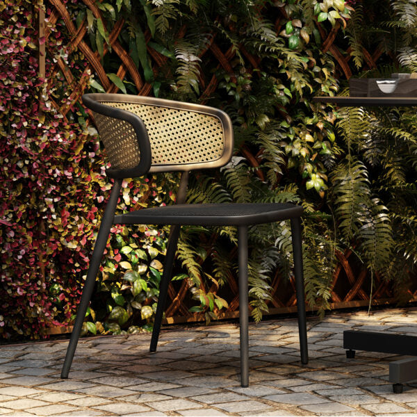 Oxford Garden Mende Dining Chair – Carbon Frame with Ninja Seat & Blonde Cane Weave Back