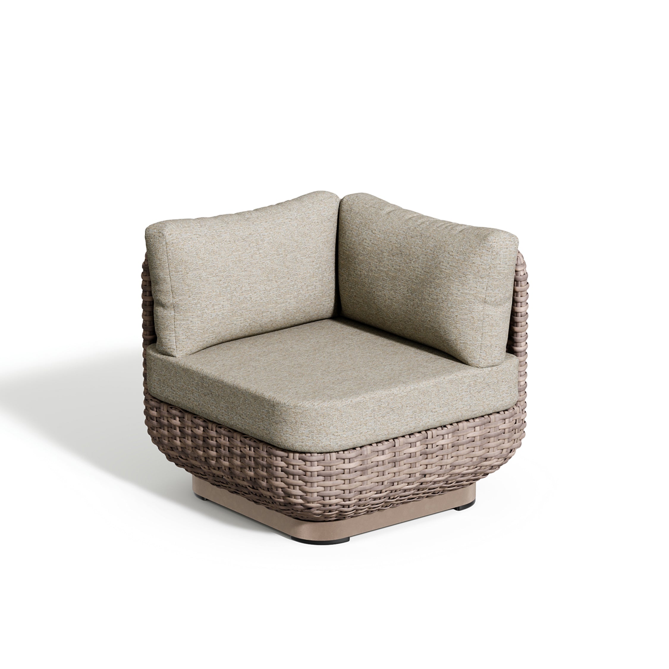 Oxford Garden Nomi Corner Seat – Greige & Taupe Frame with Mainstreet Dove Cushions