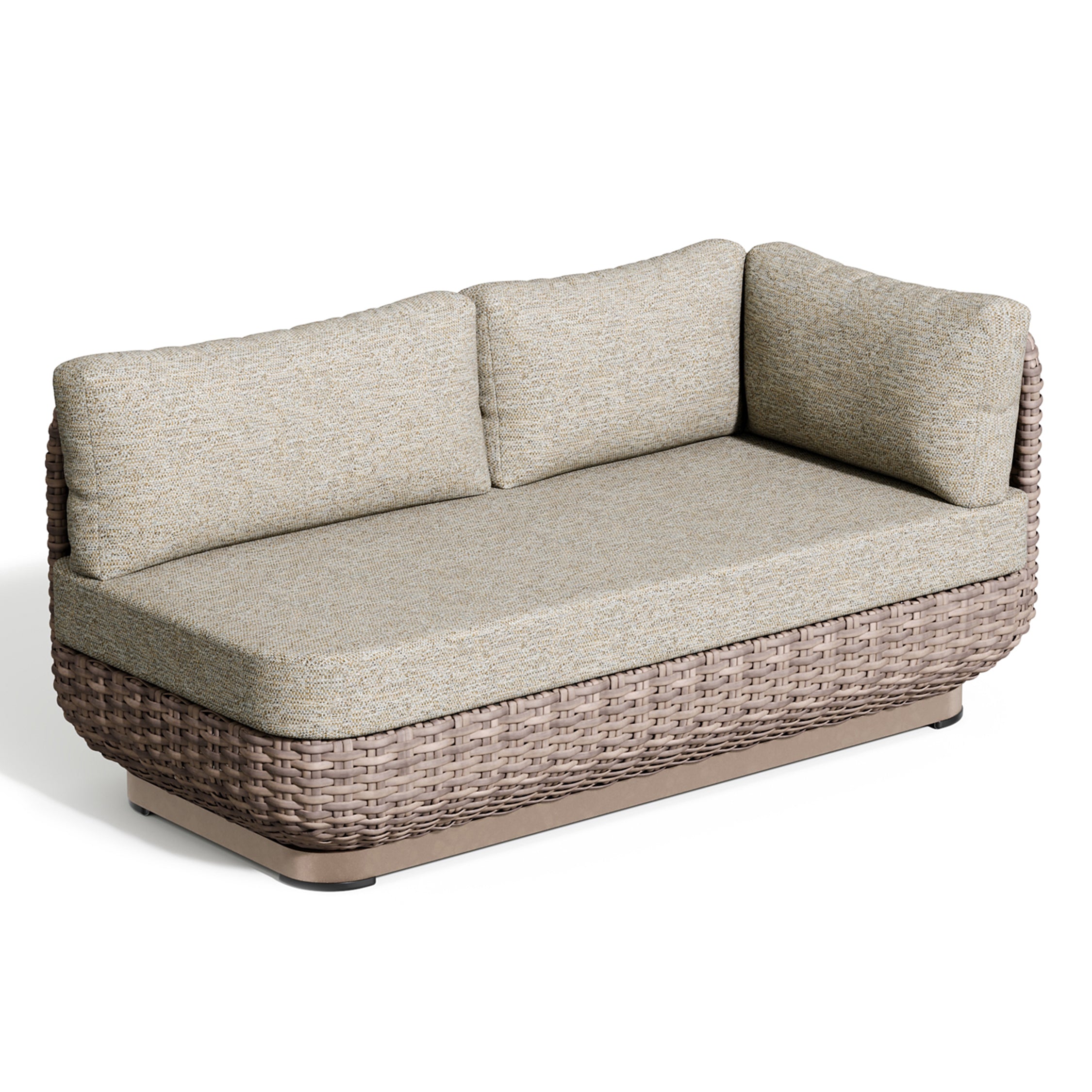 Oxford Garden Nomi Left Loveseat – Greige & Taupe Frame with Mainstreet Dove Cushions