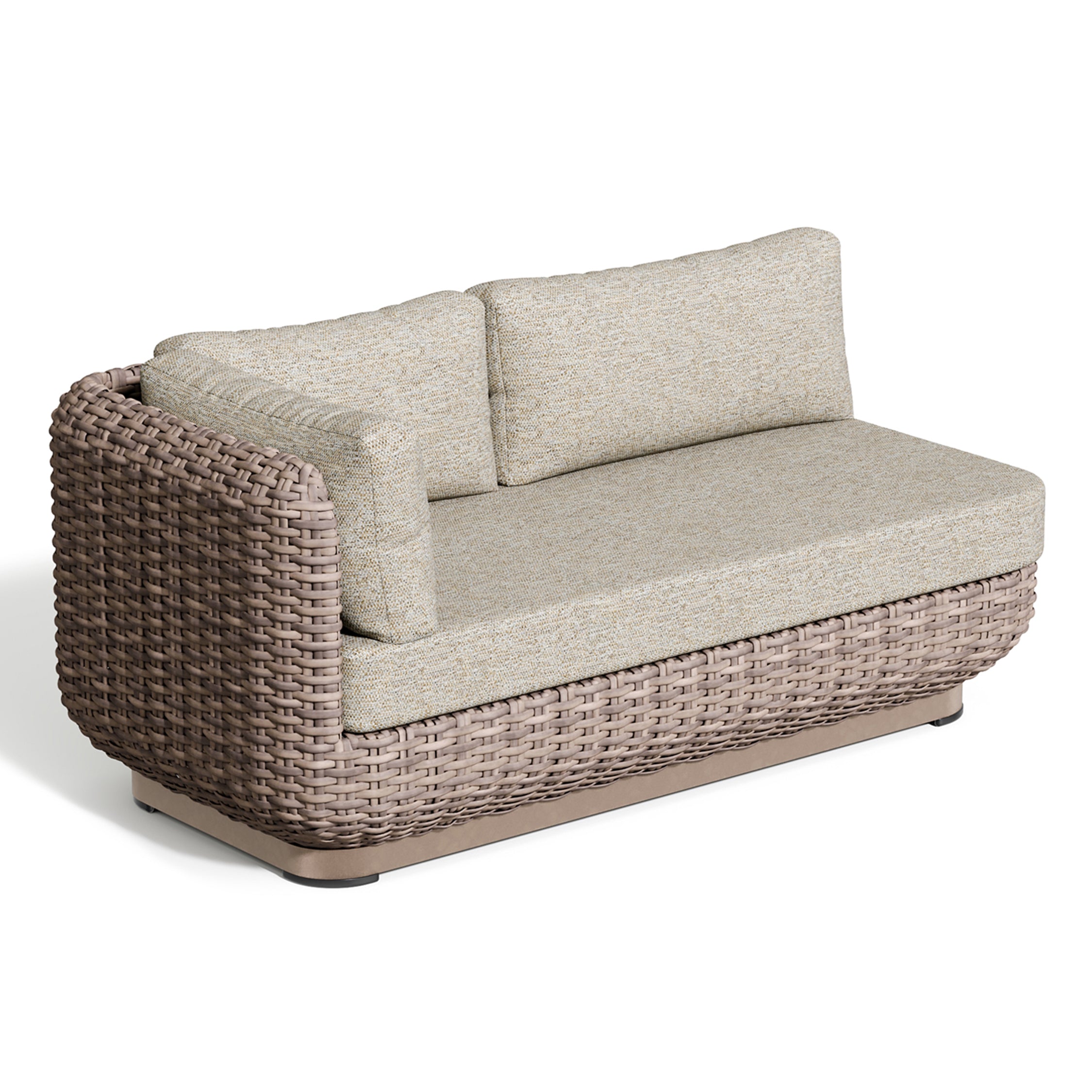 Oxford Garden Nomi Right Loveseat – Greige & Taupe Frame with Mainstreet Dove Cushions