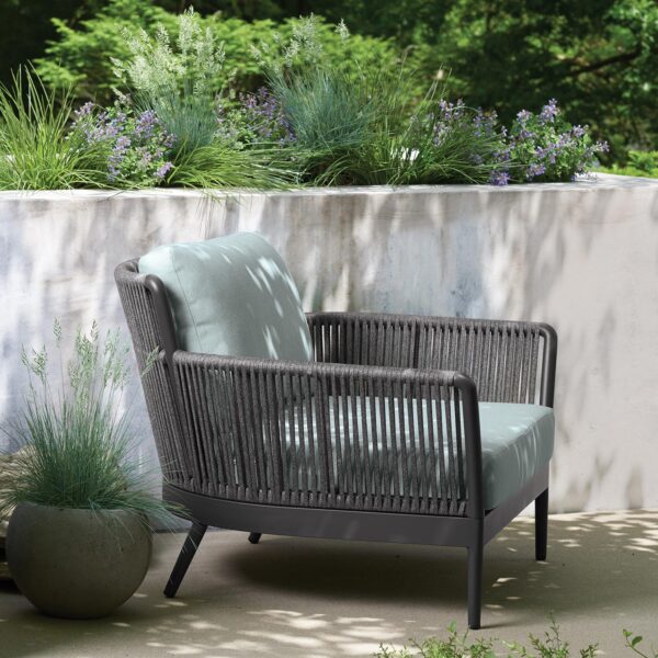 Oxford Garden Nette Club Chair – Carbon Frame with Bliss Linen or Seafoam Cushions & Pewter Back