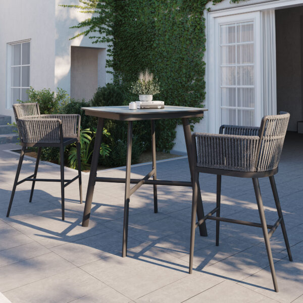 Oxford Garden Eiland 36" Square Bar & Counter Table – Carbon Frame with HPL Top