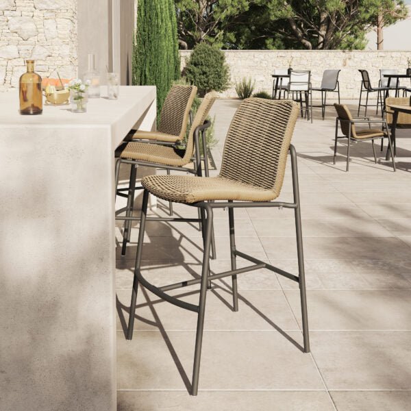Oxford Garden Orso Bar & Counter Chair – Carbon Frame with Oria Weave Seat & Back