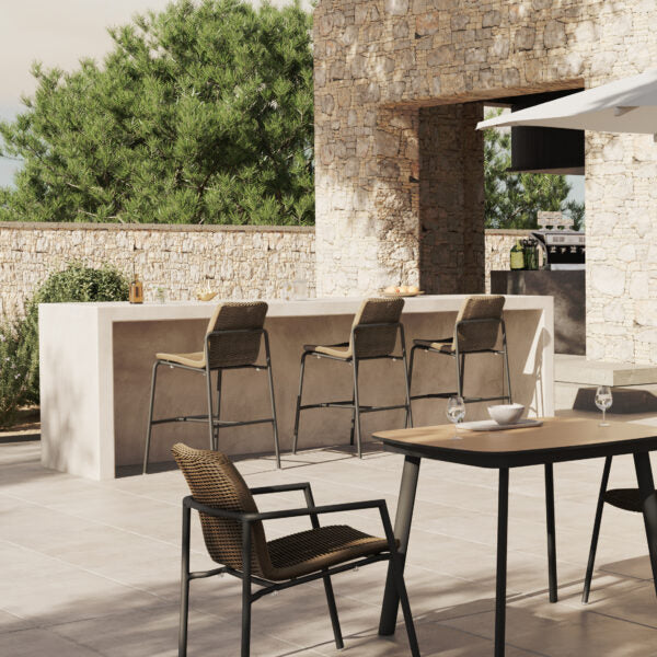 Oxford Garden Orso Bar & Counter Chair – Carbon Frame with Oria Weave Seat & Back