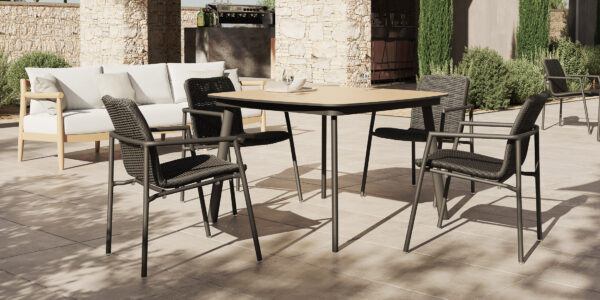 Oxford Garden Orso Armchair – Carbon Frame with Oria Weave Seat & Back