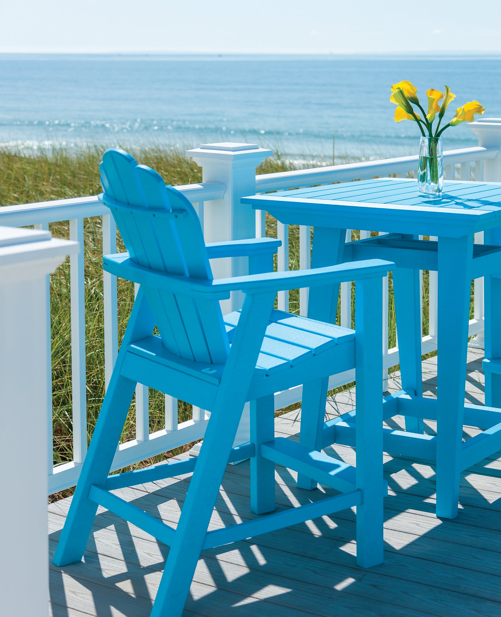 Mad 40" Balcony Table & Chair Set with Umbrella Hole (2 Chairs)