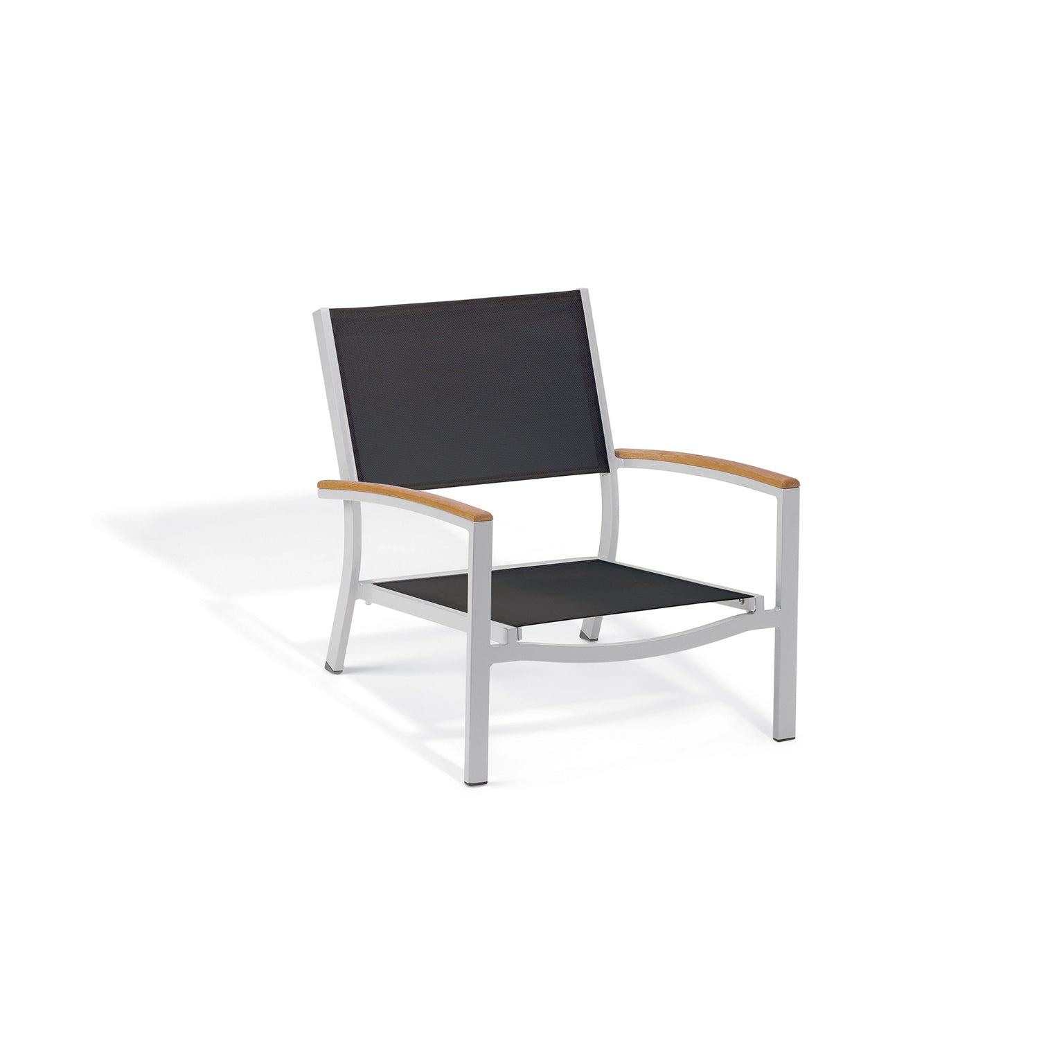 Oxford Garden Travira Sling Beach Lounge Chair – Flint Frame with Sling Fabric & Natural Tekwood Arms