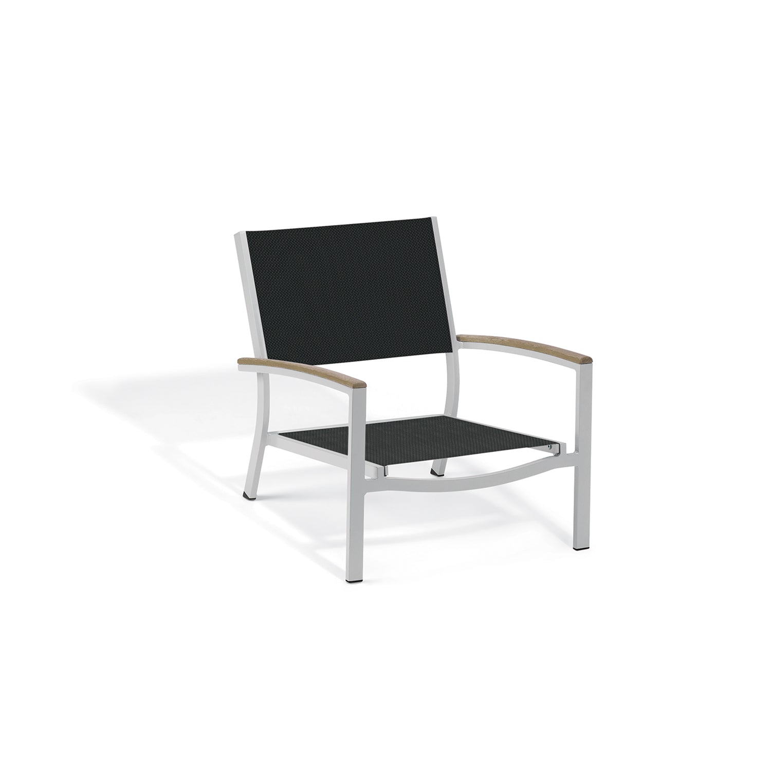 Oxford Garden Travira Sling Beach Lounge Chair – Flint Frame with Sling Fabric & Vintage Tekwood Arms