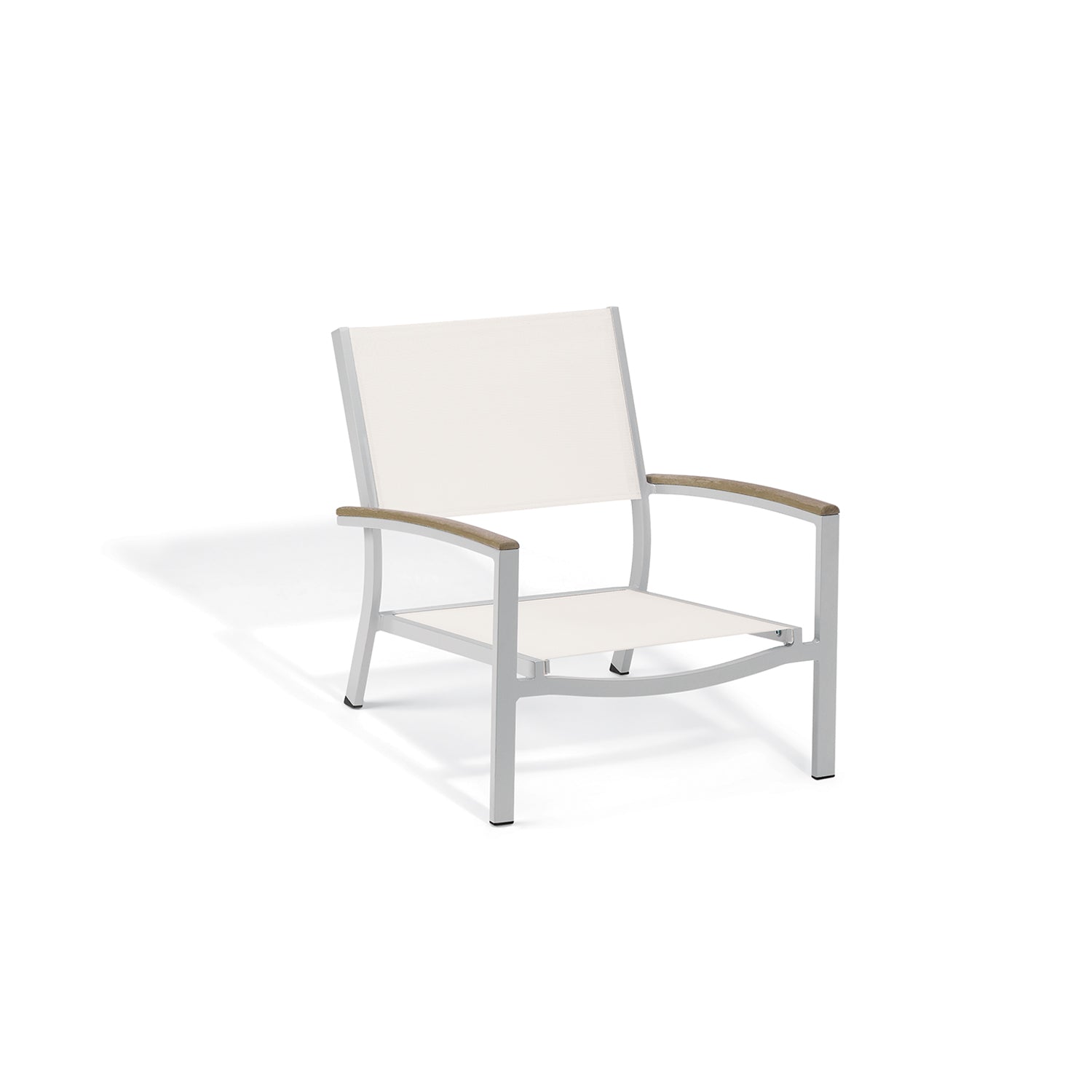 Oxford Garden Travira Sling Beach Lounge Chair – Flint Frame with Sling Fabric & Vintage Tekwood Arms