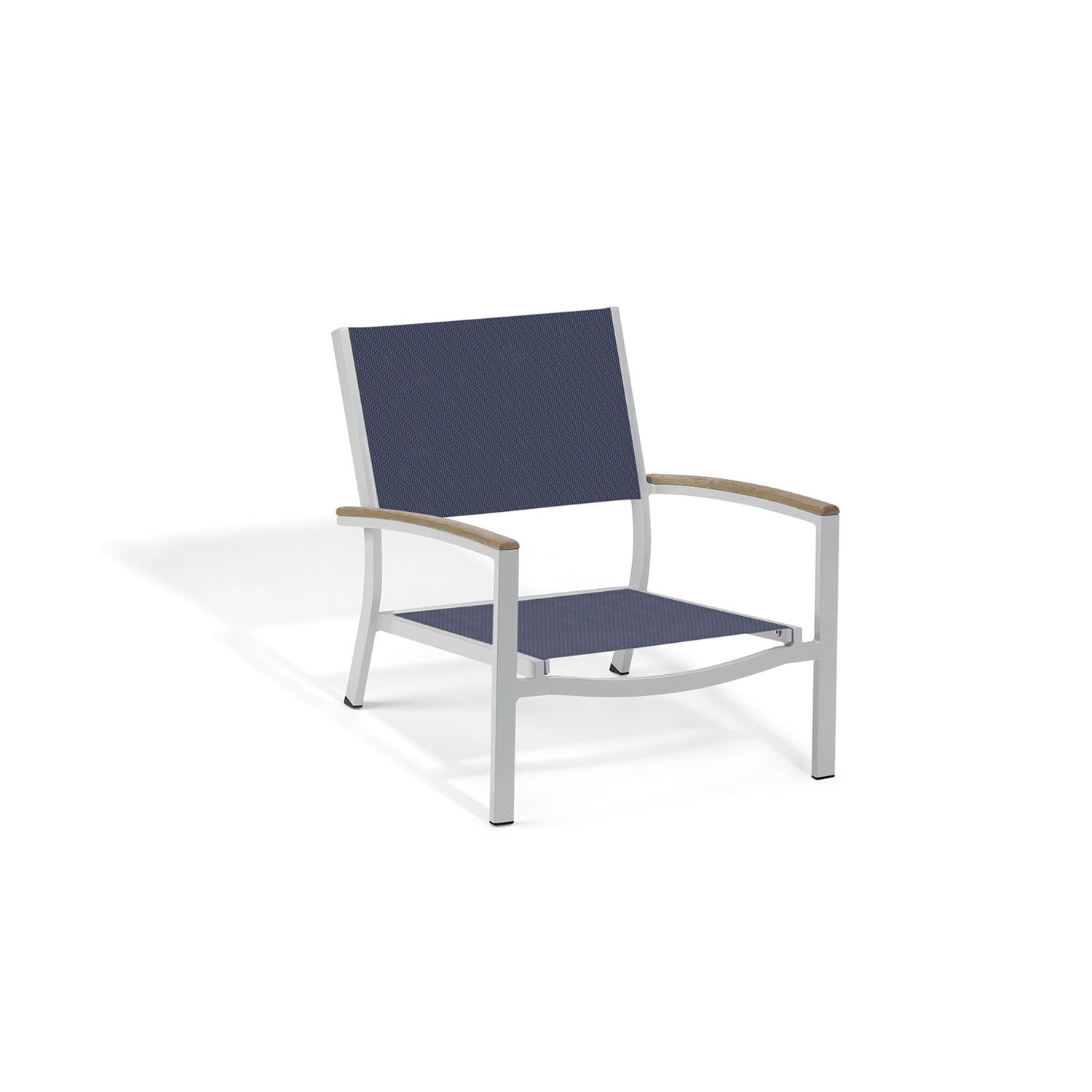 Oxford Garden Travira Sling Beach Lounge Chair – Flint Frame with Sling Fabric & Vintage Tekwood Arms