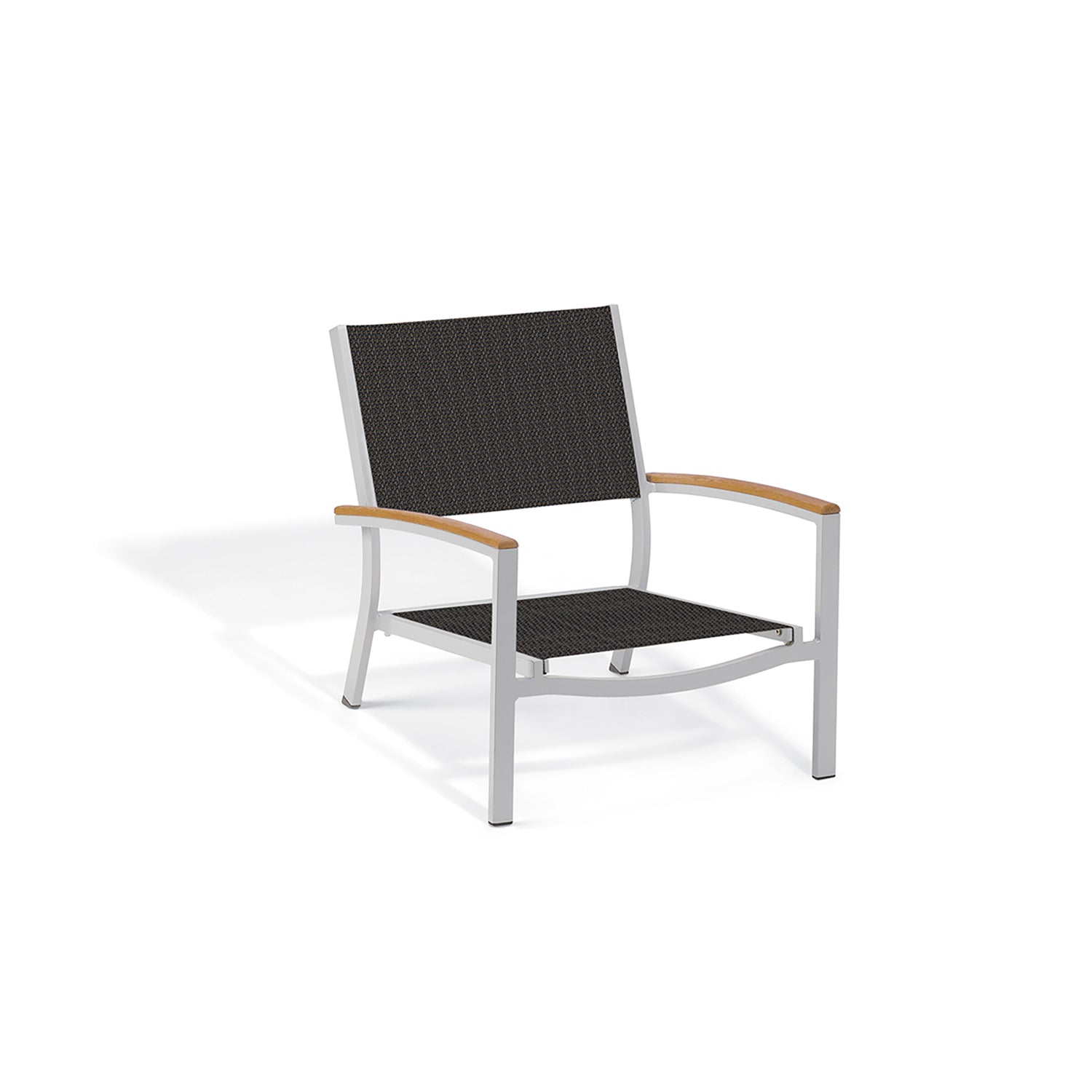 Oxford Garden Travira Sling Beach Lounge Chair – Flint Frame with Sling Fabric & Natural Tekwood Arms