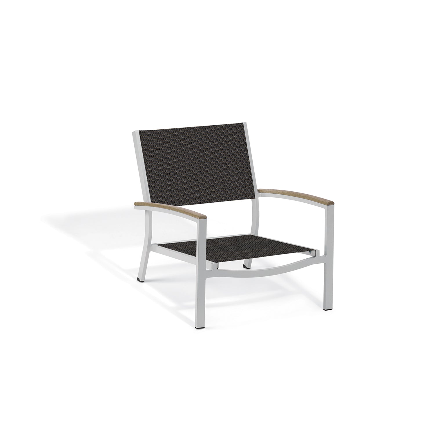 Oxford Garden Travira Sling Beach Lounge Chair – Flint Frame with Sling Fabric & Vintage Tekwood Arms