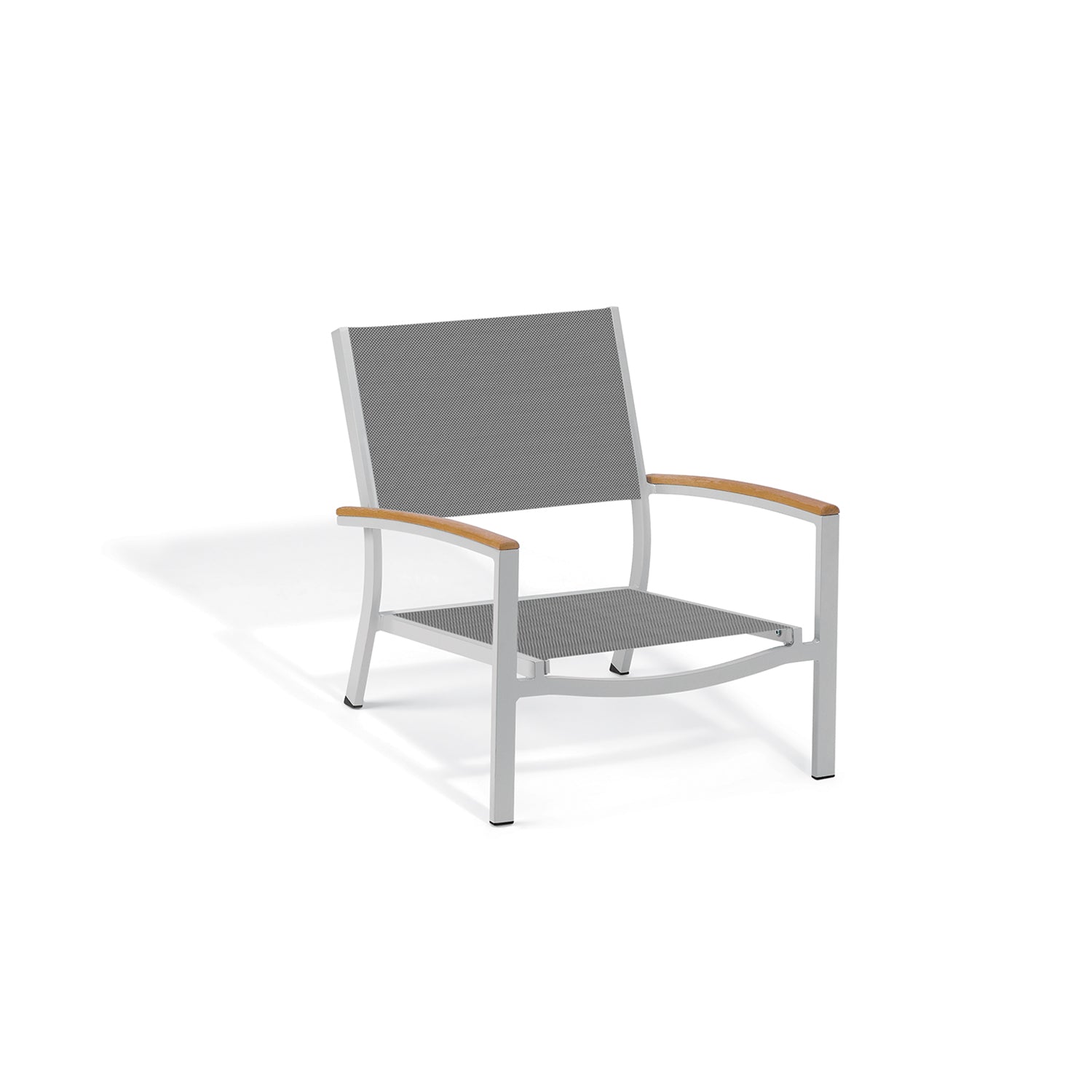Oxford Garden Travira Sling Beach Lounge Chair – Flint Frame with Sling Fabric & Natural Tekwood Arms