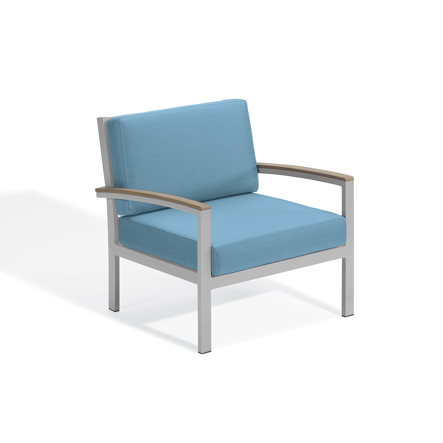 Oxford Garden Travira Cushion Lounge Chair – Flint Frame with Stone, Midnight Blue or Ice Blue Cushions & Vintage Tekwood Arms