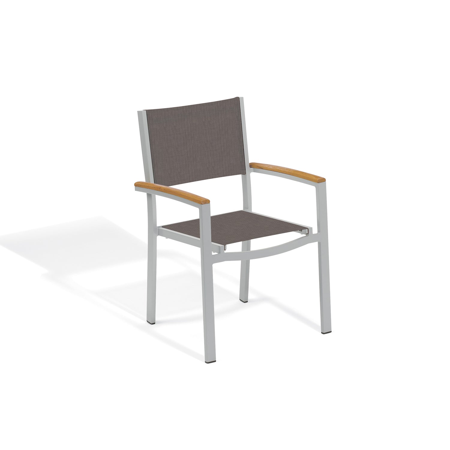 Oxford Garden Travira Sling Armchair – Flint Frame with Sling Seat & Natural Tekwood Arms