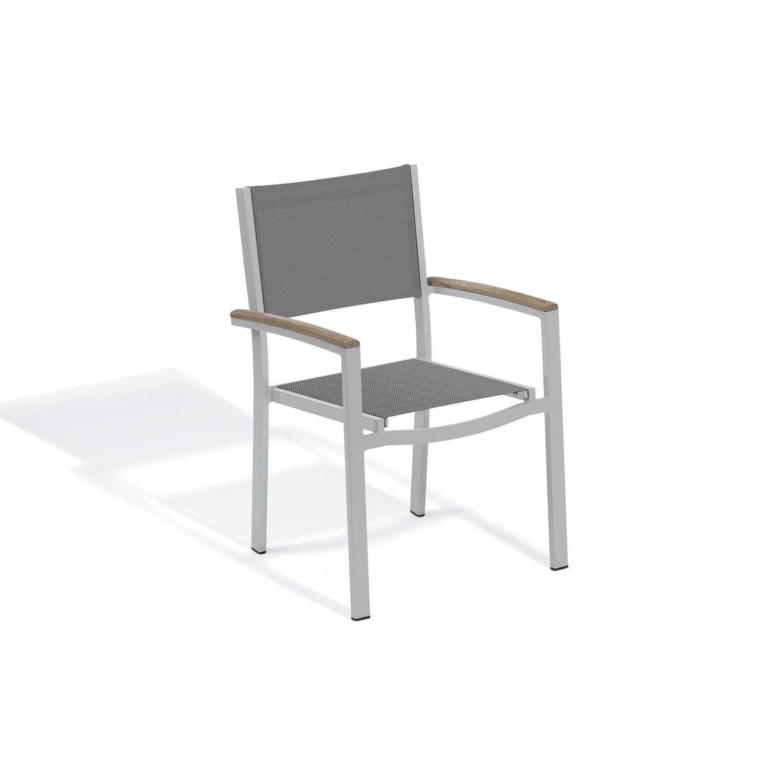 Oxford Garden Travira 63-Inch Rectangle Tekwood 7 Piece Dining Set with Titanium Sling Chairs