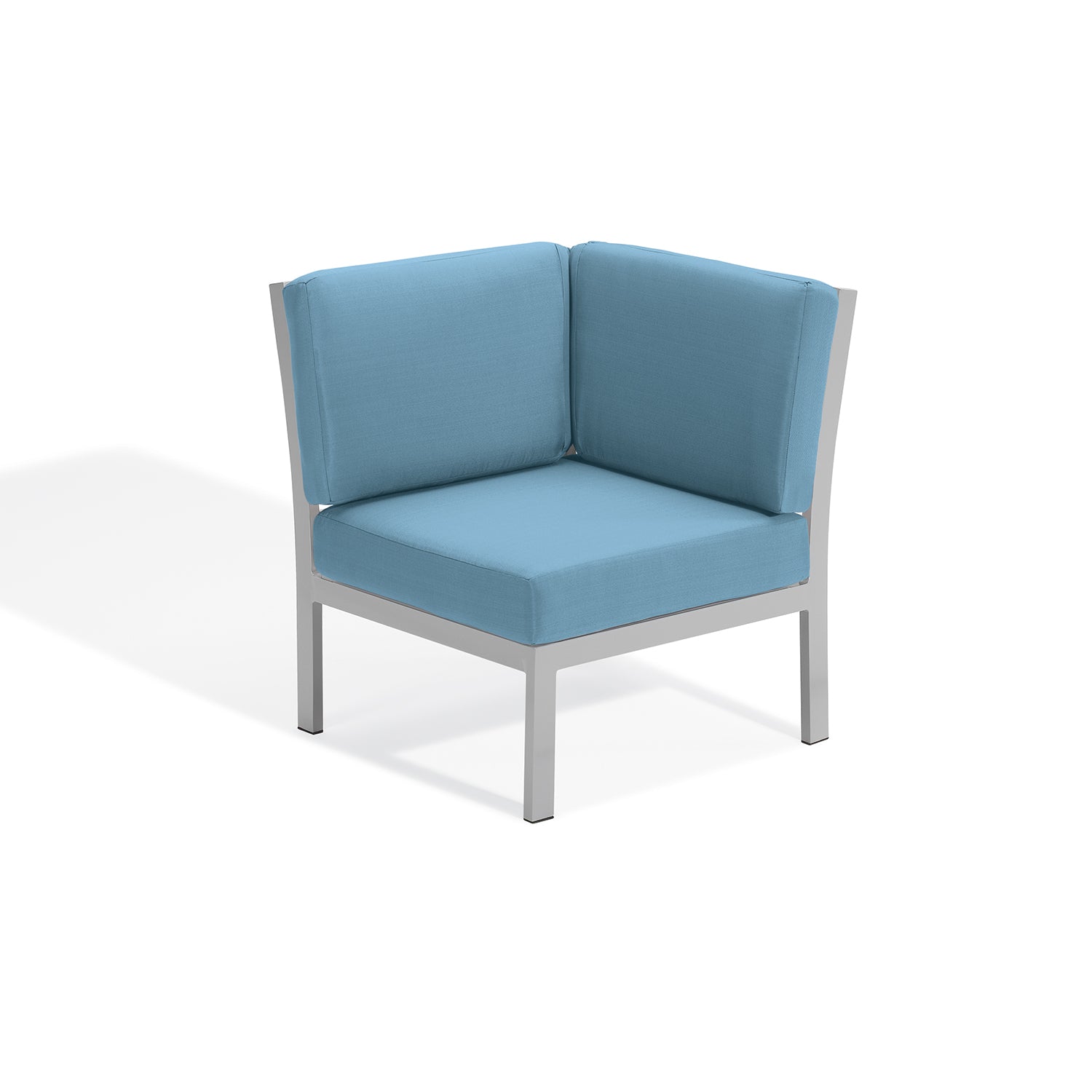 Oxford Garden Travira Modular Corner Seat – Flint Frame with Stone, Midnight Blue, or Ice Blue Cushions