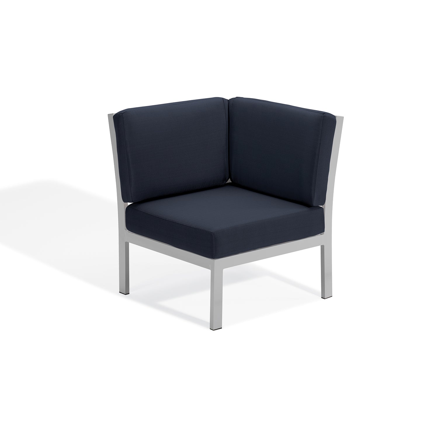 Oxford Garden Travira Modular Corner Seat – Flint Frame with Stone, Midnight Blue, or Ice Blue Cushions