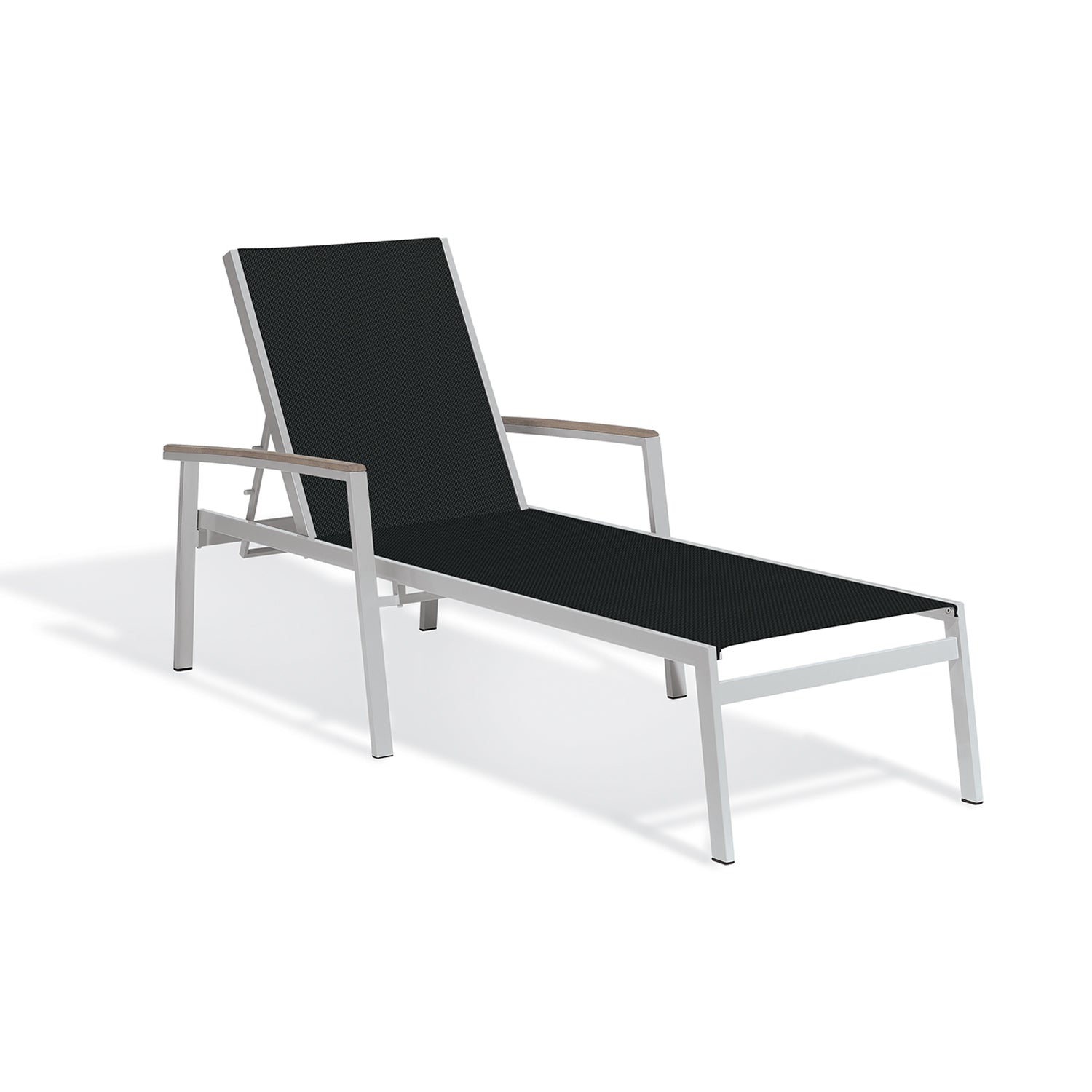 Oxford Garden Travira Sling Chaise Lounge – Flint Frame with Bellows Sling & Vintage Tekwood Arms