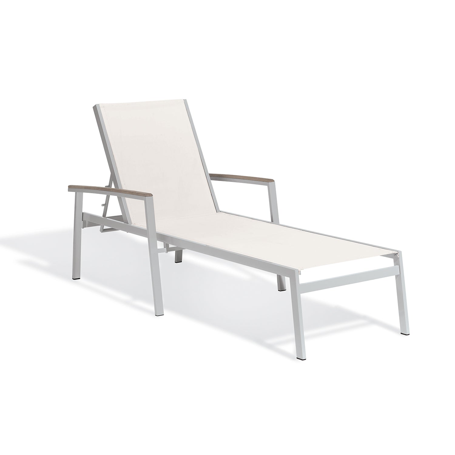 Oxford Garden Travira Sling Chaise Lounge – Flint Frame with Bellows Sling & Vintage Tekwood Arms