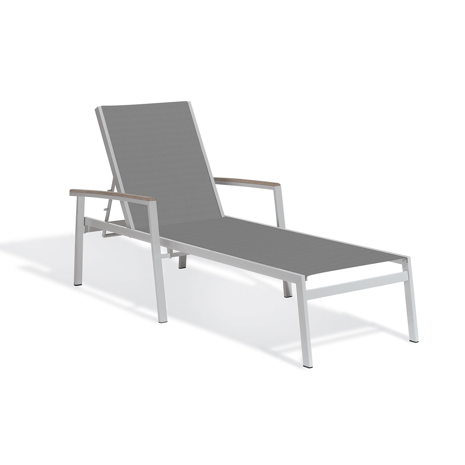 Oxford Garden Travira Sling Chaise Lounge – Flint Frame with Bellows Sling & Vintage Tekwood Arms
