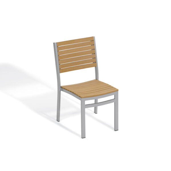 Oxford Garden Travira Side Chair – Flint Aluminum Frame with Natural Tekwood Seat & Back