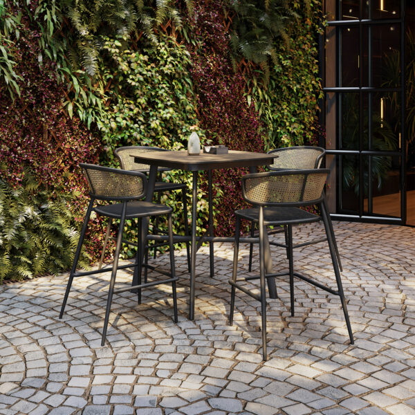 Oxford Garden Mende Bar Chair – Carbon Frame with Ninja Seat & Blonde Cane Weave Back