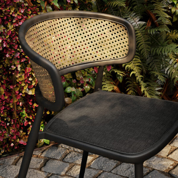 Oxford Garden Mende Dining Chair – Carbon Frame with Ninja Seat & Blonde Cane Weave Back